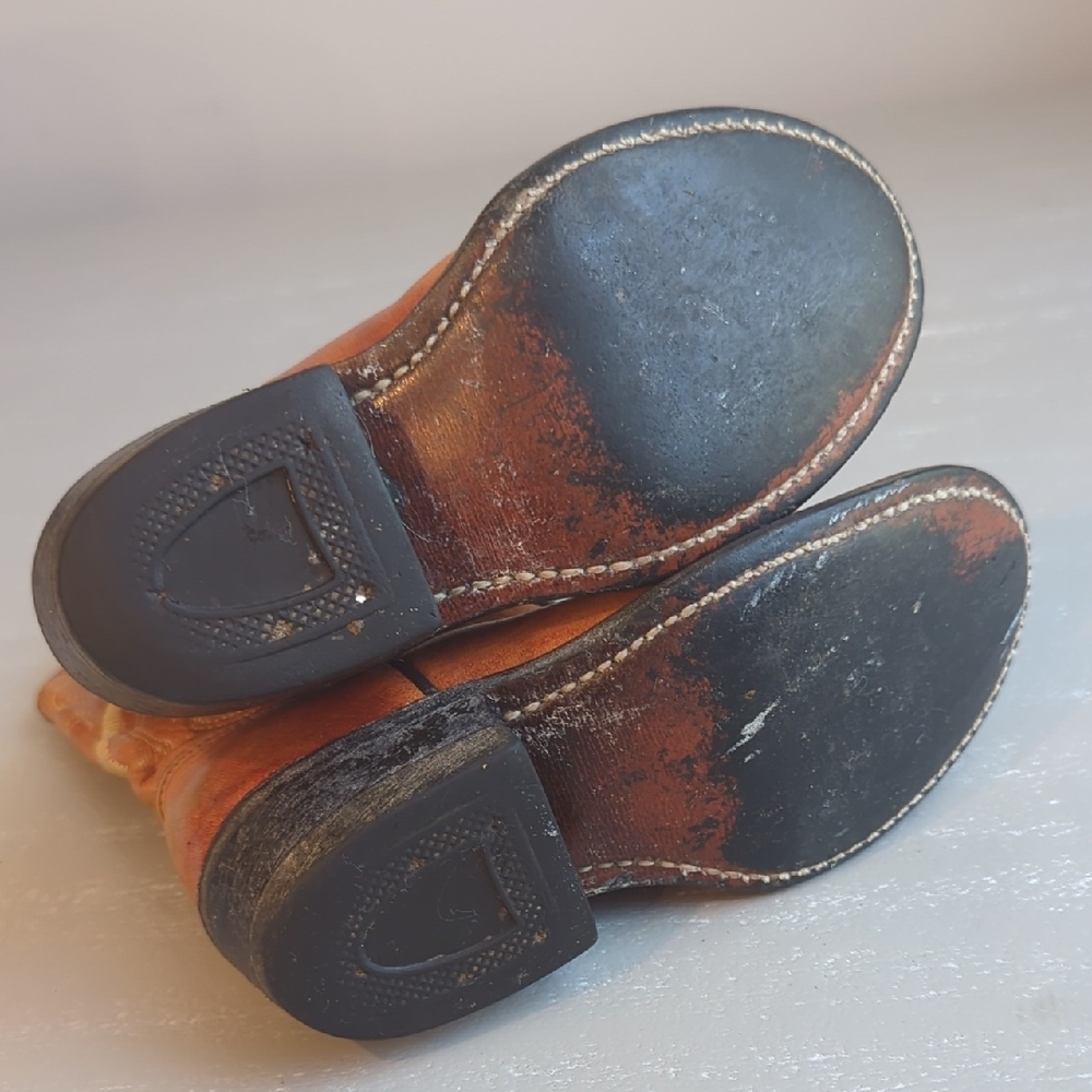 Vintage Cowboy Boots Kids‎ size 8.5 Brown Leather - Picture 4 of 6